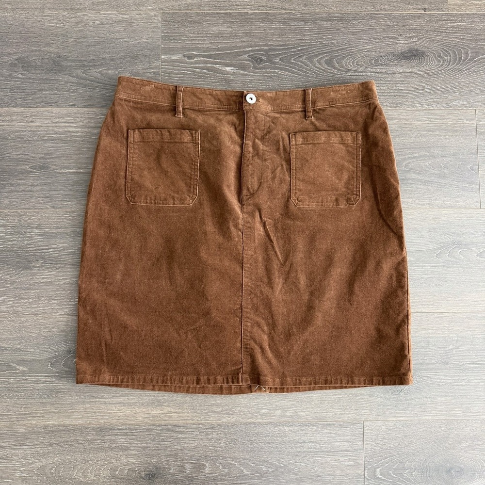 J Jill Corduroy Skirt‎ Size 18 Stretch Brown Pockets Preppy Academia Cottage 90s
